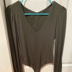 Forest Green Lulus Basics Long Sleeve Bodysuit